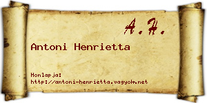 Antoni Henrietta névjegykártya